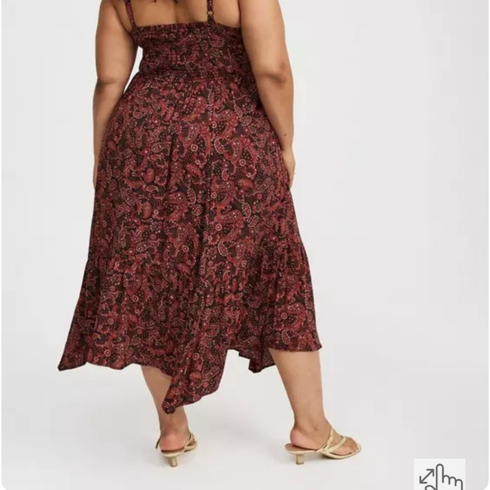 Torrid Hanky Hem Orange Brown Paisley Dress 3X - Picture 5 of 5